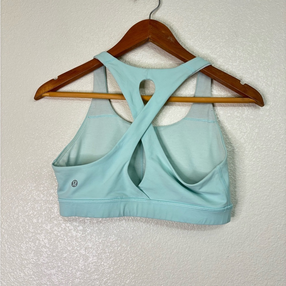 Lululemon Time To Sweat Bra Aquamarine Mint Blue Racerback Sports Bra Size 8 - Picture 4 of 12
